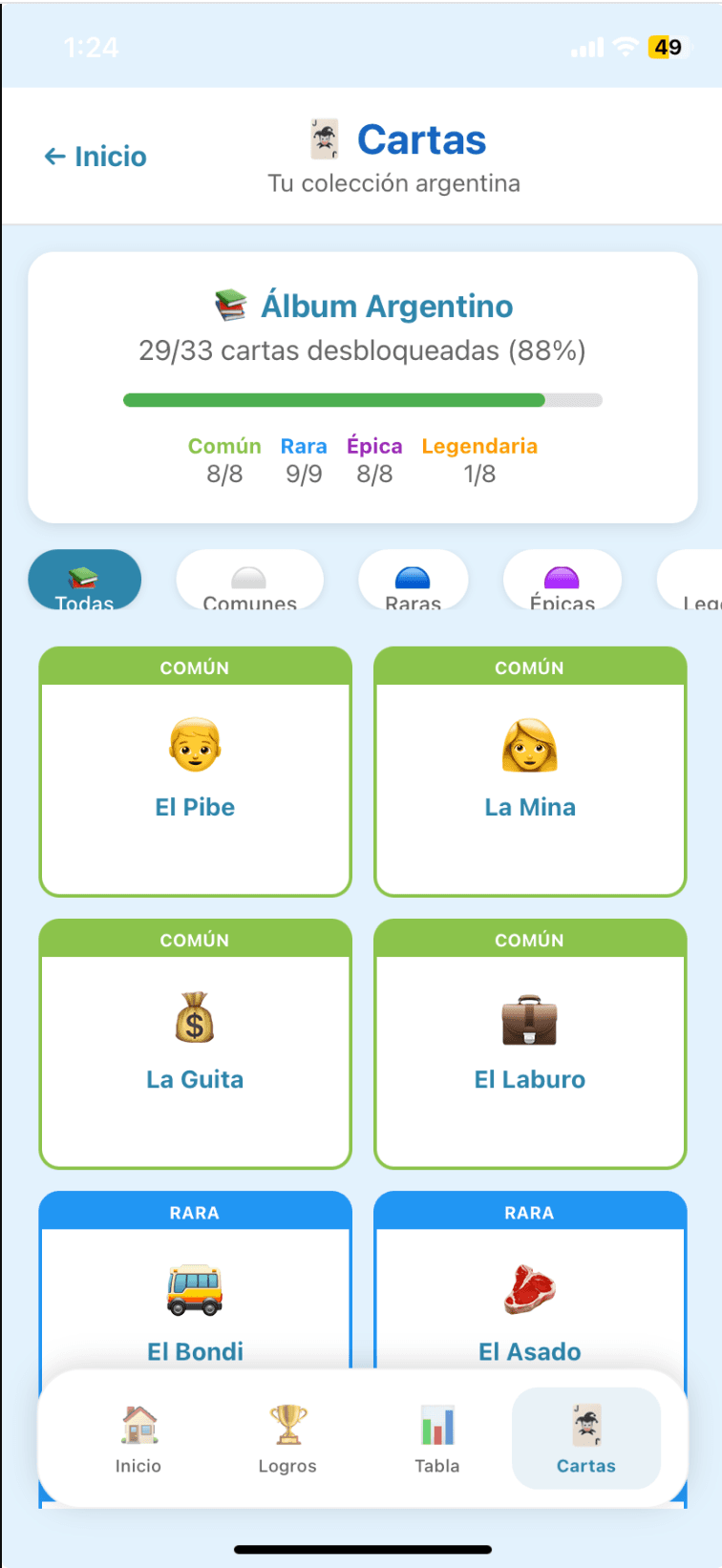 Cartas coleccionables de Argentrivia