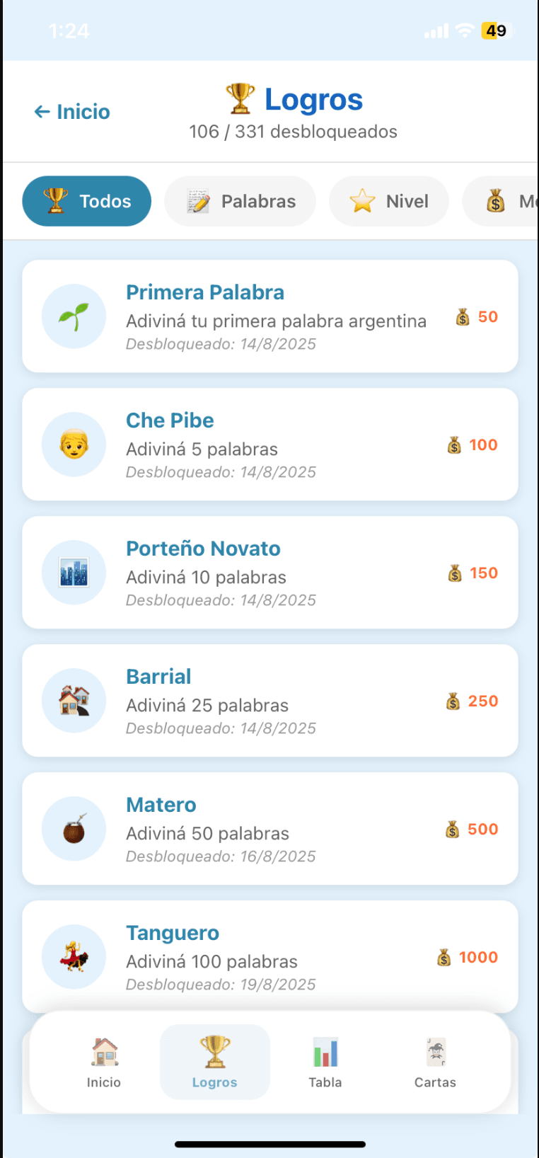 Sistema de logros de Argentrivia